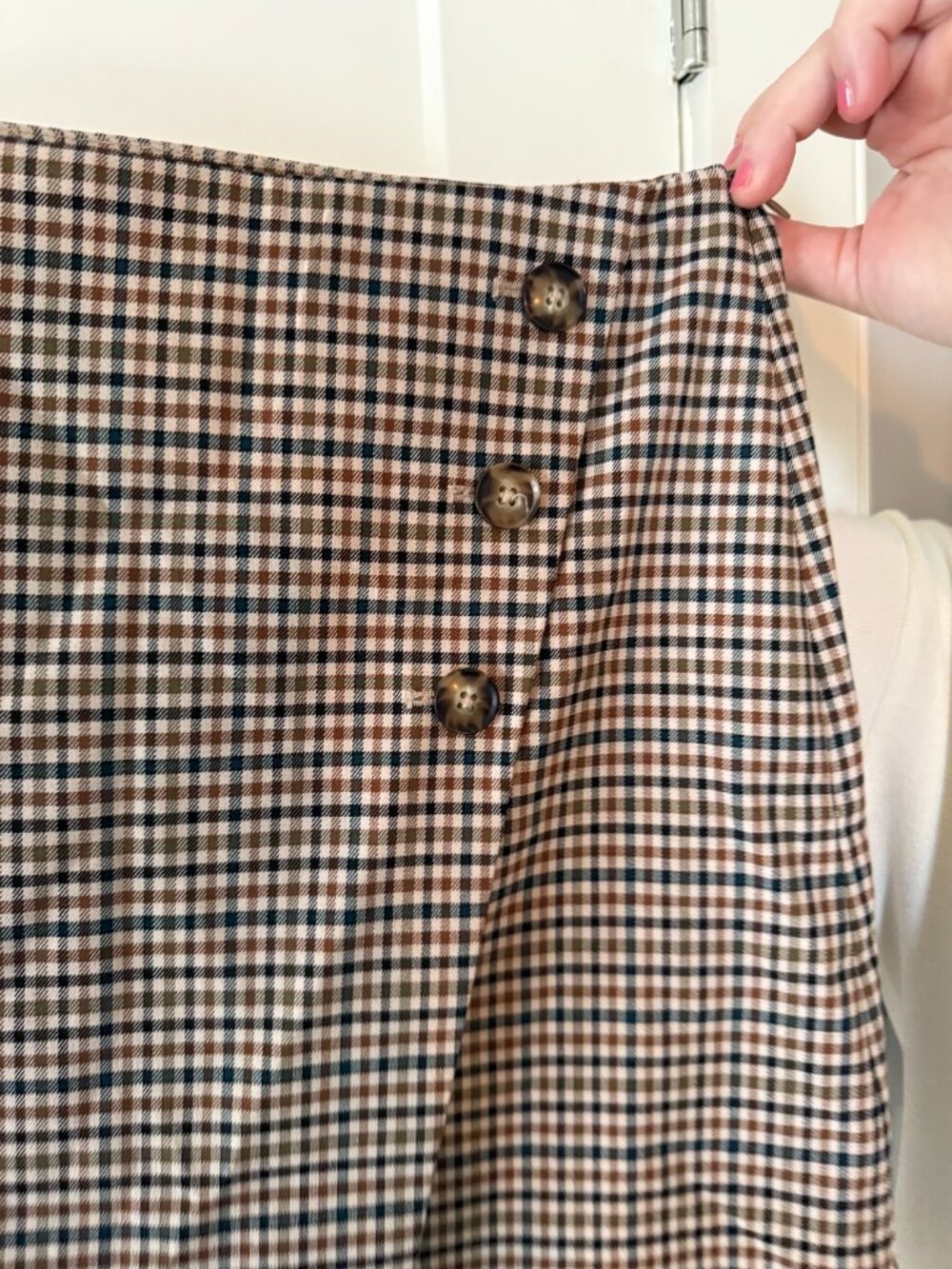 RW&Co. Brown Black Checkered mid skirt Ladies Size 6 Houndstooth - Picture 2 of 5